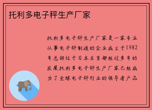 托利多电子秤生产厂家